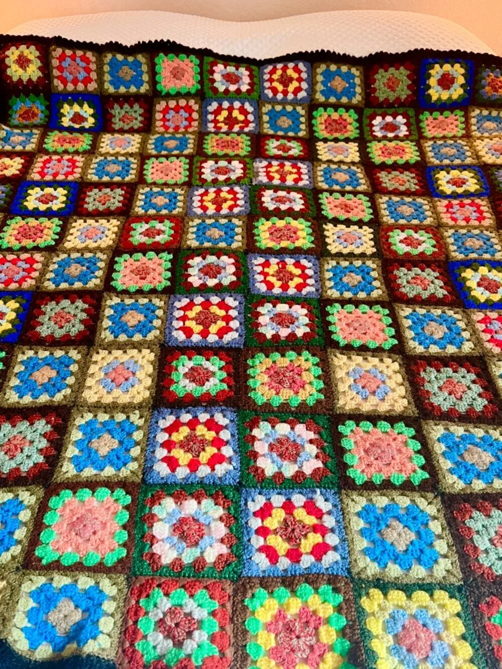 Handmade Vintage Granny Square Afghan 56